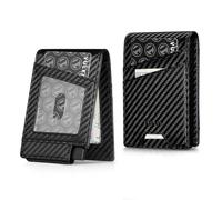 VULKIT Tarjetero Hombre para MAX. 12 Tarjetas con Porta Tarjetas de Crédito Pop-UP y Doble Ventanas para Identificación, Foto u Tarjeta para Auto, Negro Carbono