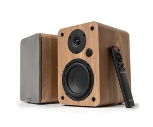 VULKKANO A4 ARC Altavoces Autoamplificados con Woofer de 4", Bluetooth 5.0, HDMI ARC, Optica, RCA, USB, con Salida Subwoofer, Monitores de Estudio con Diseño Elegante, Color Marron