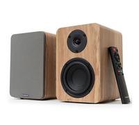 VULKKANO A4 ARC MKII Altavoces Autoamplificados con Woofer de 4", Bluetooth 5.0, HDMI ARC, Optica, RCA, USB, con Salida Subwoofer, Monitores de Estudio con Diseño Elegante, Color Marron