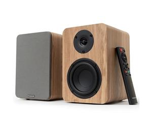 VULKKANO A4 ARC MKII Altavoces Autoamplificados con Woofer de 4", Bluetooth 5.0, HDMI ARC, Optica, RCA, USB, con Salida Subwoofer, Monitores de Estudio con Diseño Elegante, Color Marron