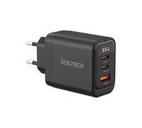 VulTech Cargador USB C de 65 W GAN, 2 USB-C + USB, PD3.0 PPS QC3.0, Cargador rápido para portátil y MacBook, iPhone 16/15/14, Samsung Galaxy, Tableta, 3 Puertos, Pantalla de Potencia integrada, Color