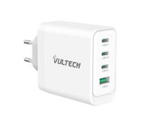 VulTech CC100-3C1A Cargador Universal portátil Smartphone Tablet 100W GAN USB + 3X Type-C/USB-C PD3.0 QC3.0 PPS Blanco - tamaño Compacto