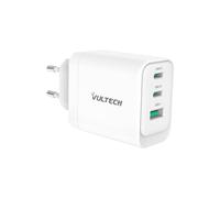 VulTech CC65-2C1A - Cargador Universal para Ordenador portátil (65 W, GAN USB, 2 x Type-C/USB-C PD3.0 QC3.0 PPS, Color Blanco