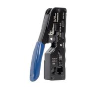 VulTech Crimpadora pelacables CRI-TP1 para conectores RJ45 (LAN/Ethernet) y RJ11 (cable telefónico) funciones corte, prensado y pelado, compatibilidad 8P8C 6P6C 6P4C Cat7 Cat6a Cat6 Cat5e Cat5
