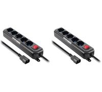 Vultech MU-UPS01 5 - Base múltiple de 5 enchufes para Conector IEC14, con botón ON/Off. (Paquete de 2)