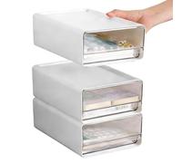 Vunancu 3 PCS Cajoneras Apilables de Plástico, Caja de Cajones Escritorio,Organizador de Oficina con Cajones, Cajoneras de Plástico Pequeñas para Bolígrafos, Borradores, Grapadoras y Notas Adhesivas