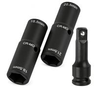 Vunanvu 2 PCS Vasos para Llave de Impacto con Adaptador Llave de Vaso 1/2", Vasos Llaves para Taladro de Impacto de 18,5/19,5 y 20,5/21,5 mm, Llaves de VasoImpacto para Reparación de Automóviles