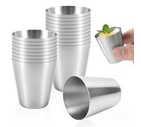 Vunanvu 20 PCS Vasos de Chupito de Acero Inoxidable 304, 30 ml Vasos Metálicos Pequeños, Vaso Acero Inoxidable Apilable para Licor, Jugo, Café o Cerveza, Vaso AceroInox para Camping, Fiesta o Hogar