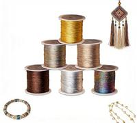 Vunanvu Hilo Metálico 300m, 6 Rollos Cordón Metálico Crochet 0,4 mm x 50 m/Rollo, Hilos Metálicos para Manualidades, Hilo Brillante para Crochet Manualidades Collares Joyas Pulseras y DIY Regalo