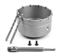 Vunanvu Sierra Corona para Hormigon Perforadora 110mm con Adaptador SDS Plus 220mm, Broca Perforadora Hormigon, BrocaSierra Corona Pared, Broca Hueca Circular paraHormigón, Mampostería y Ladrillo