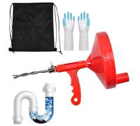 Vunavu Desatascador Tuberias Profesional, Espiral de Limpieza de Tuberías, 7m Espiral de Drenaje con Adaptador de Taladro y Guantes, Limpiador deTuberías de Cocina, Desbloqueador de Tubos de Baño