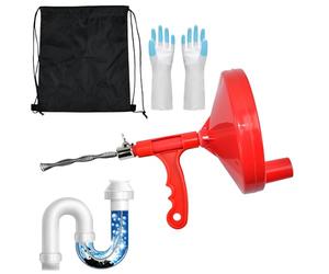 Vunavu Desatascador Tuberias Profesional, Espiral de Limpieza de Tuberías, 7m Espiral de Drenaje con Adaptador de Taladro y Guantes, Limpiador deTuberías de Cocina, Desbloqueador de Tubos de Baño