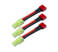 VUNIVERSUM 3 unidades Premium Adaptador Cable adaptador Mini Nylon Japón 9,5 mm Conector macho a T Dean T macho hembra Conector 14AWG Cable para batería de Lipo Compatible con Tamiya