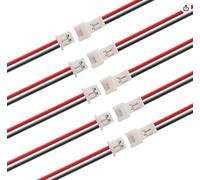 vuniversum 5 pares de micro JST SH 1.25 1,25 mm, 2 pines, macho hembra, incluye cable electrónico de PVC de 15 cm 28 AWG