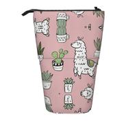 Vuoongt Estuche telescópico con estampado de Upalpaca y cactus, bolsa de almacenamiento de artículos de papelería para suministros de oficina y almacenamiento de maquillaje, Negro, One Size