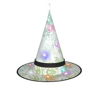 Vuoongt Sombrero de Halloween con estampado de algas marinas verdes, versátiles y ligeros, accesorios de disfraces, plegable, puntiagudo, con luz