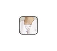 Vurotry Collar de bandera americana, colgante de cruz, collar patriótico, collar patriótico para el día de la dependencia, cristianismo, collar de cruz patriótica para hombres y mujeres, 23.6 IN