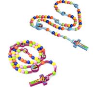 VURYAPI 2 Piezas Juego de cuentas de rosario colorido para aprender a rezar, rosario infantil con bolsa de regalo de terciopelo para Navidad, Pascua y bautizos católicos