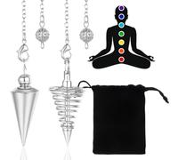 VURYAPI 2 Piezas Péndulo de metal de cobre, péndulo de punta espiritual para la adivinación curación Dowsing Wicca Equilibrio de cono puntiagudo colgante de péndulo de metal de cobre(Plata