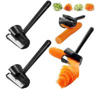 VURYAPI 2 Piezas Verdura Cortador Spiralizer Espiralizador Rallador - 2 en 1 Manual Espiral Veggetti Slicer Cocina Cortador en Spirelli Pelador Inoxidable para Zanahorias Patatas Pepino(Negro