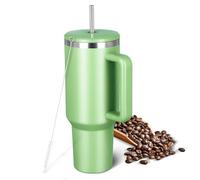 Vusddy Taza térmica con pajita y asa, 40oz/1200 ml, vaso aislante de doble pared con tapa y asa, vaso de acero inoxidable, taza de café portátil para viajes y coche, vacío a prueba de fugas