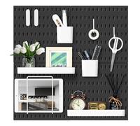 VUSIGN Kit organizador de pared combinado de tablero perforado, 4 piezas de tableros perforados y 17 accesorios modulares para colgar, kit de panel de clavijas de montaje en pared para dormitorio,