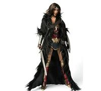 VUSLA 1/6 Escala Cape Cloak Gal Gadot Black Cloak Overcoat Clothes con cinturón para 12 pulgadas Female Soldier Action Figure Doll (A)