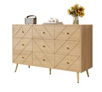 vutizal Cómoda de almacenamiento con 9 cajones - Cómoda moderna con patas de hierro y diseño geométrico, armario de dormitorio para espacios pequeños, 120 × 39 × 80 cm