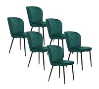 vutizal Juego de 6 sillas de comedor, modernas sillas tapizadas con tapizado de terciopelo, color verde oscuro y estructura de metal, sillas de comedor