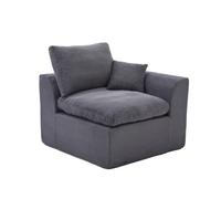 vutizal Sillón modular de pana individual de estilo nórdico, funda extraíble, combinable como 2 plazas, suave y cómodo, incluye cojín, color gris oscuro