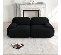 vutizal Sofá cama modular de 2 plazas en tela de pana premium, sofá compacto de 103 cm de ancho, con reposabrazos curvados y base antideslizante, no necesita montaje para salón, color negro