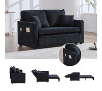 vutizal Sofá cama, sofá de 2 plazas, sofá extensible plegable con función de sueño, soporte para vasos USB, bolsillo lateral, chenilla mini sofá para habitaciones pequeñas, apartamento, 139 x 83 x 58