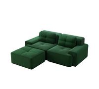 vutizal Sofá esquinero con otomano, sofá de 2 plazas en forma de L, sofá cama modular, Cloud Coucht con reposapiés, para espacios pequeños, tela de terciopelo, 74 cm de profundidad del asiento, 204 x