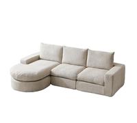 vutizal Sofá esquinero de chenilla con función de dormir - Sofá modular de 4 piezas en color beige, forma de L y salón, compacto y sin montaje