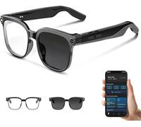 Vutlace Gafas inteligentes con cámara 4K HD y Bluetooth, gafas de cámara antivibración de 1000 W, llamada BT con grabación de video, doble micrófono, interpretación simultánea para vlogging, viajes y