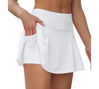 VUTRU Faldas de Tenis Cintura Alta Faldas Pantalón Skorts de Golf para Mujer Mini Faldas Deportiva Plisadas para Correr Gimnasio Fitness con Pantalones Cortos Interior Blanco XS