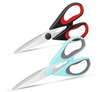 Vutyvve Tijeras de cocina, 2 tijeras de cocina extraíbles, cuchillas de acero inoxidable, agarre suave, aptas para lavavajillas, rojo, negro, azul y gris