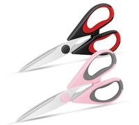 Vutyvve Tijeras de cocina, 2 tijeras de cocina extraíbles, cuchillas de acero inoxidable, agarre suave, aptas para lavavajillas, rojo, negro, rosa y gris