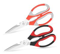 Vutyvve Tijeras de cocina, cuchillas de acero inoxidable, agarre suave, juego de tijeras de cocina multifuncionales, color rojo, negro, naranja y gris, juego de 2