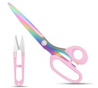 Vutyvve Tijeras de costura de acero inoxidable chapadas en titanio, tijeras de sastre resistentes para cortar tela, ropa, textiles, tijeras azul cielo de 9.2 pulgadas, tijeras de hilo, juego de 2