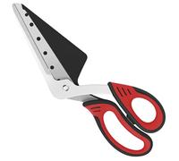Vutyvve Tijeras de pizza con espátula extraíble para pizza, cuchillas afiladas de acero inoxidable de grado alimenticio, agarre suave, tijeras de cocina multifuncionales, 27 cm, rojo/negro