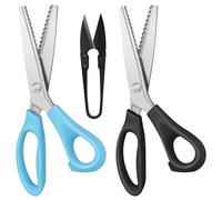 Vutyvve Tijeras Dentadas, Set de Tijeras para Manualidades, Tijeras Dentadas Profesionales para Costura 2 Pares de Tijeras de 9.2 pulgadas, 1 Par de Cortador de Hilo de 4.1 pulgadas, Azul Claro, Negro