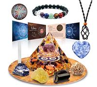 vuUUuv Horóscopo Orgone Pirámide ，Libra Cristal Curativo Set de Regalo ，Zodiac Signo Piedras a Companion Birthstone, para Astrología ，Reiki，Energy, Meditación