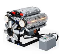 Vuvance Kit de modelo de motor V8 con batería y motor, modelo de motor V8 totalmente ensamblable con culata transparente, cadena de distribución y sistema de polea del cigüeñal para adultos, más de