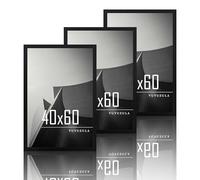 VUVUZULA Juego de 3 marcos de fotos de madera negra, 40 x 60 cm, marco de madera MDF, 40 x 60 cm