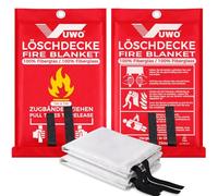 vuwo Manta ignífuga de Fibra - 2 Piezas Manta ignífuga de Emergencia de Vidrio de Seguridad Diseñada para Cocina en la Supervivencia Barbacoa Garaje Chimenea Automóviles Almacén de Soldadura (1mx1m)