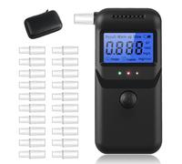 Vuxava Alcoholímetro Digital Homologado por la DGT con Pantalla LCD y 20 Boquillas - Preciso y Reutilizable, con Estuche Portátil de Fibra de Carbono, Ideal para Casa y Coche