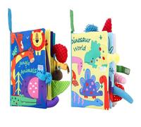 Vuxava (Libro Bebe Interactivo Tela) 2 uds - Libro de Tela para Bebé 0-3-6-12 meses, Sensorial Montessori con Texturas 3D - Juguetes Bebés 6-12 meses, gimnasio bebe, regalo bebe