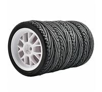 Vuzmode 4 piezas de neumáticos y ruedas con agarre, for HSP, for HPI, 1:10 On-Road Speed Car RC 907-8010 Coche de juguete todoterreno con ruedas de goma(907W-8010)