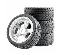 Vuzmode Juegos de ruedas caucho for HSP, HPI, 1/10 1:10, carreras coches en carretera, llantas RC 03-6017 Coche de juguete todoterreno con ruedas de goma(Silver Wheel)